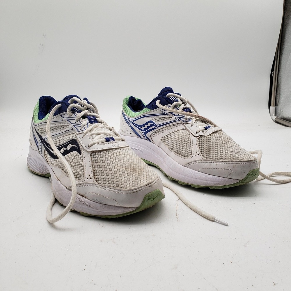 Saucony Cohesion Shoes Womens Size 9.5W White Blue Running Sneakers S10629-7